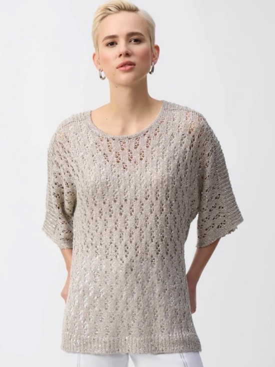Joseph Ribkoff Sweaters - NWT Joseph Ribkoff 251928 Champagne Sequin Open Knit Sweater L